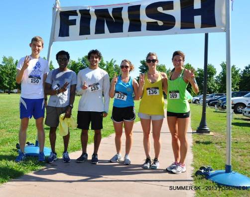 Top 3 Male Finishers and Top 3 Female Finishers (l to r) Nels Akerson, Charles Layne, Omar Sharabati, Rachel Anderson, Jacqui Slorach, and Ashley Haug.
